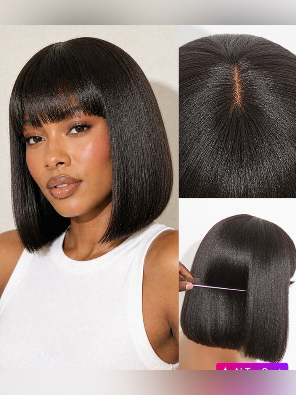 Put On And Go Glueless Yaki 10” Yaki Straight Bob-Natural Black New🔥